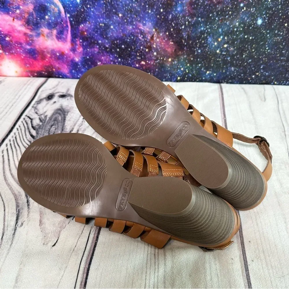 Frye and Co Sandals Womens Sz 11‎ Brown Galia Block Heel Vegan Leather Shoes